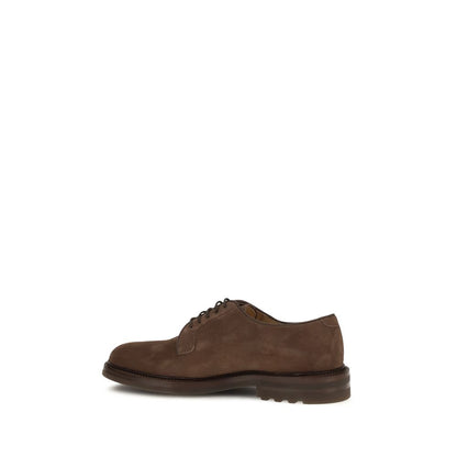 Brunello Cucinelli Brown Calf Suede Leather Derby Shoes