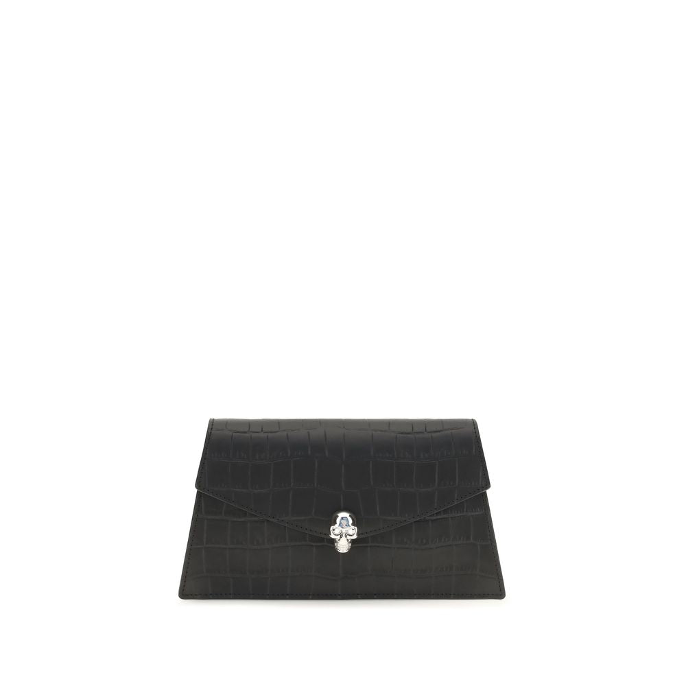 Alexander McQueen Black Leather Mini Skull Clutch Shoulder Bag
