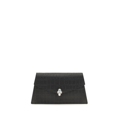 Alexander McQueen Black Leather Mini Skull Clutch Shoulder Bag