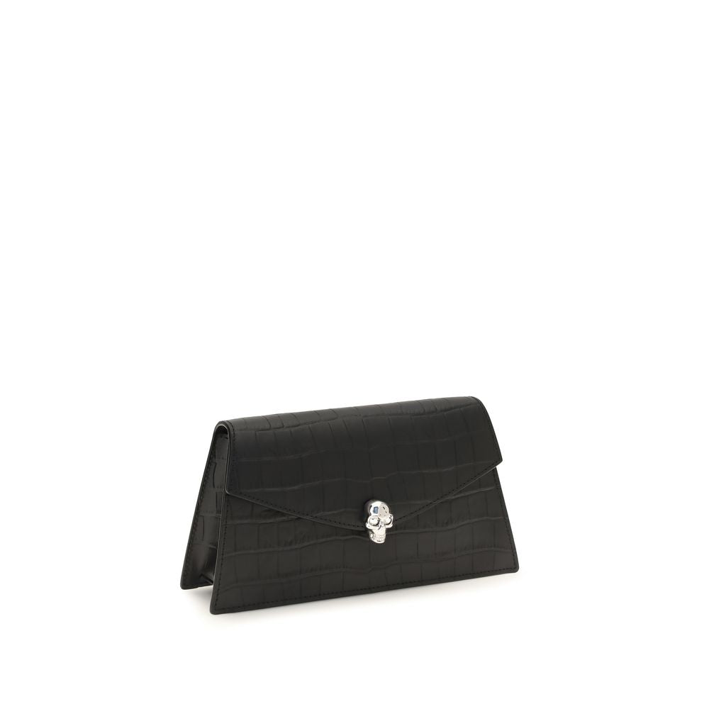 Alexander McQueen Black Leather Mini Skull Clutch Shoulder Bag