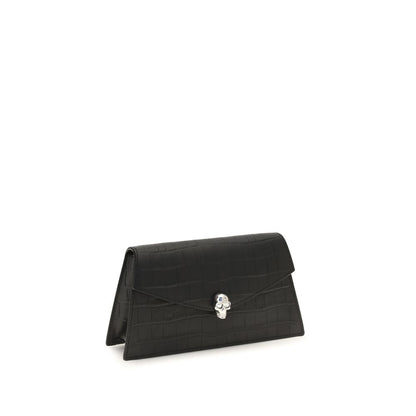 Alexander McQueen Black Leather Mini Skull Clutch Shoulder Bag