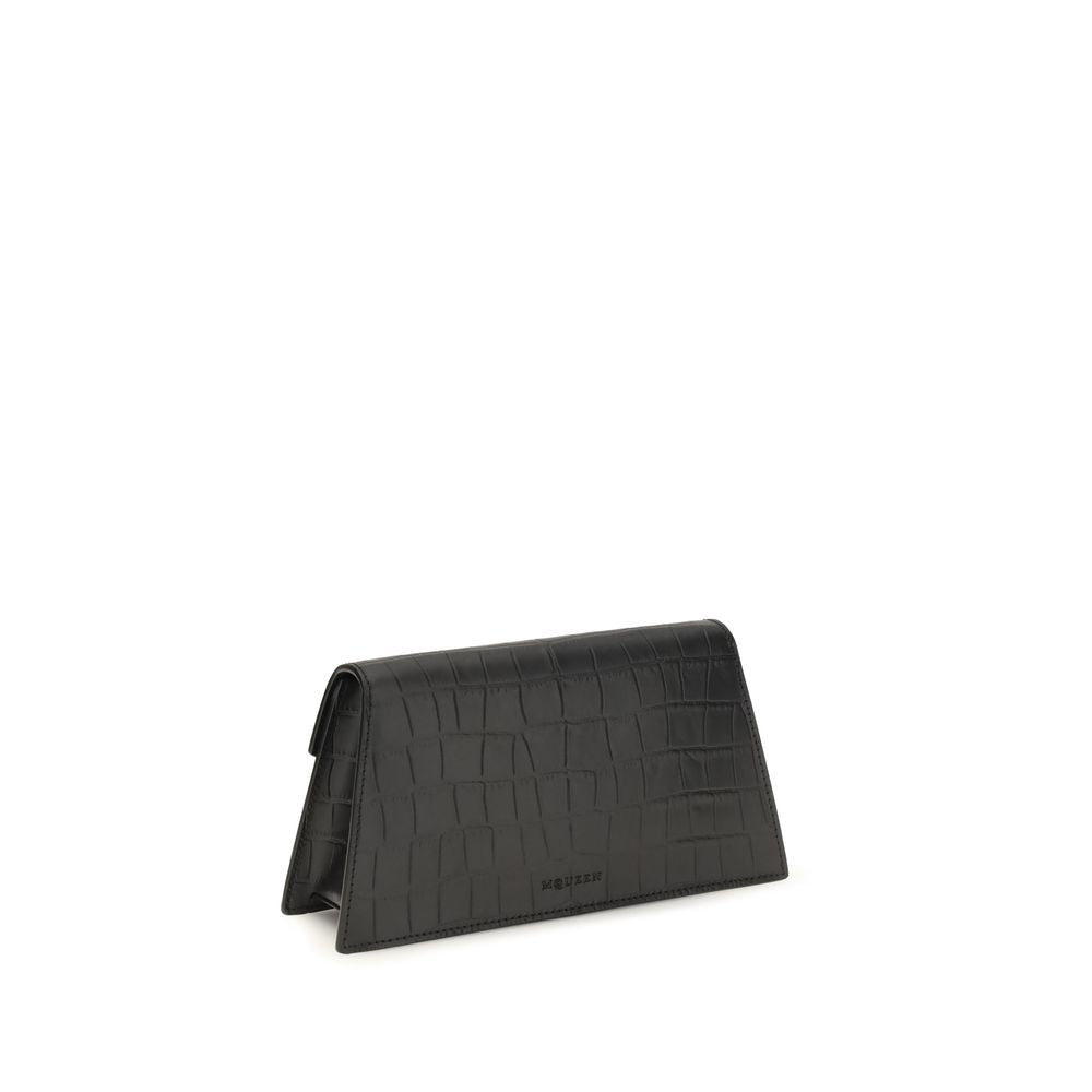 Alexander McQueen Black Leather Mini Skull Clutch Shoulder Bag