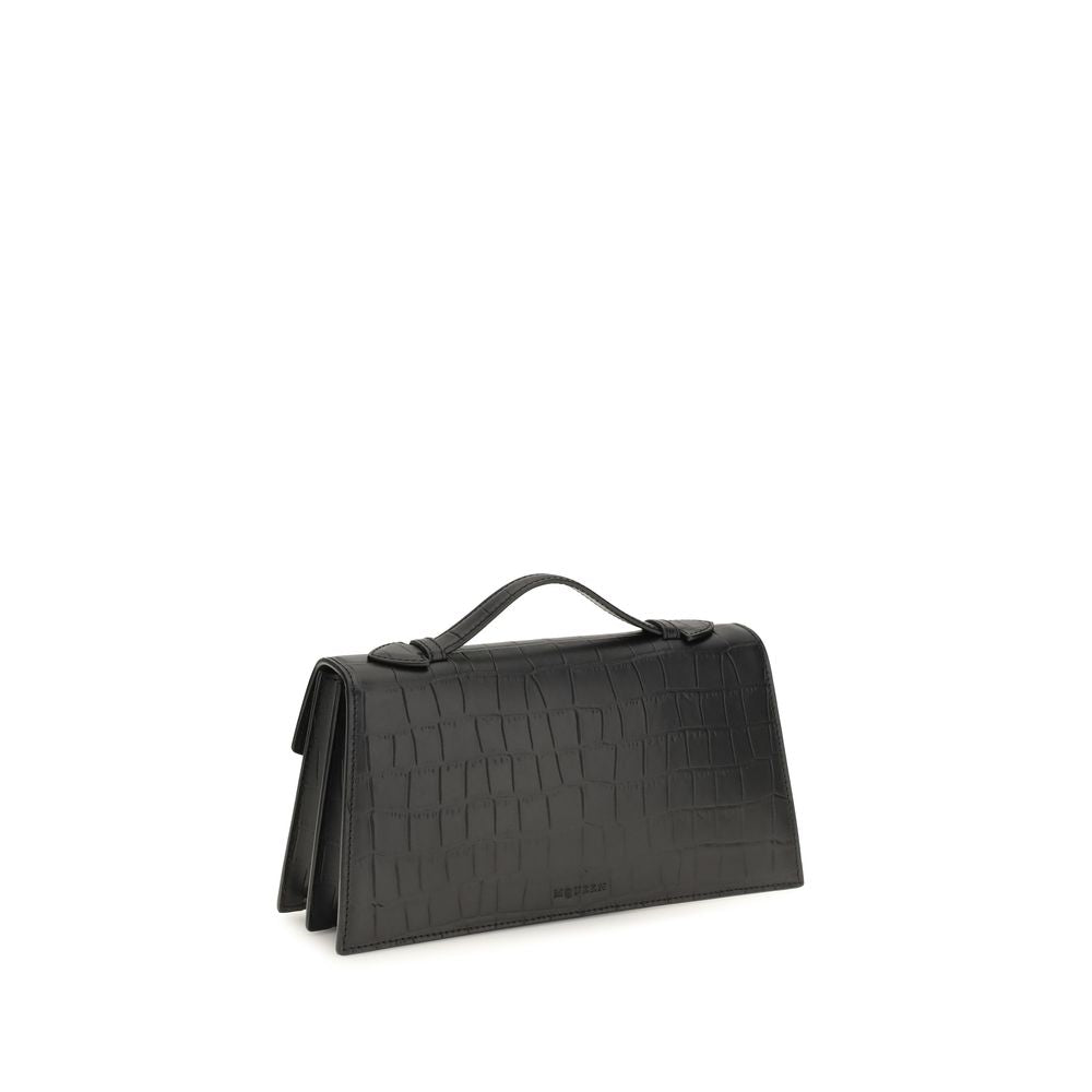 Alexander McQueen Black Croc Embossed Leather Skull Top Handle Bag
