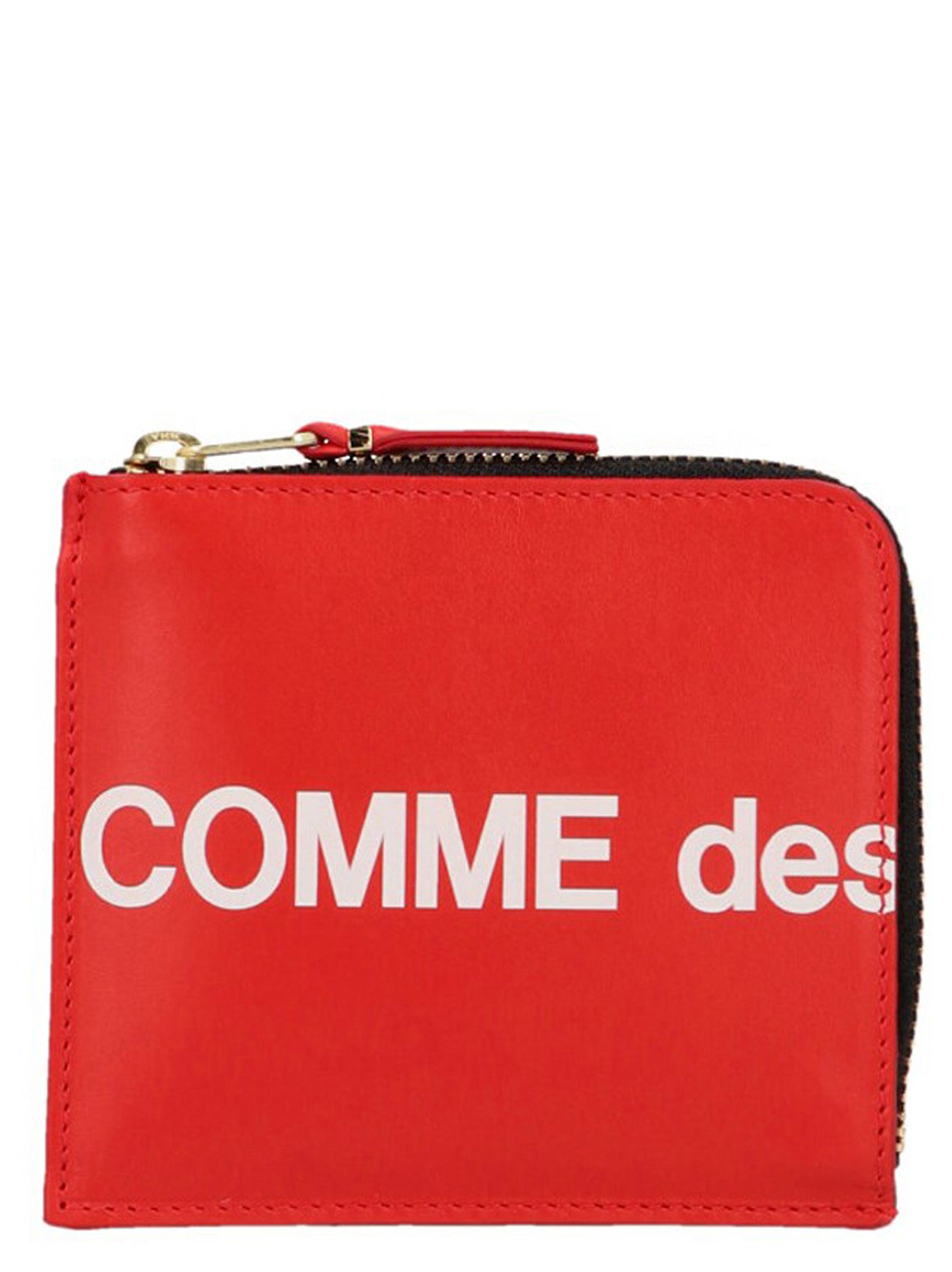 Comme des Garçons Huge Logo Multicolor Cowhide Cardholder - Red