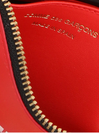 Comme des Garçons Huge Logo Multicolor Cowhide Cardholder - Red
