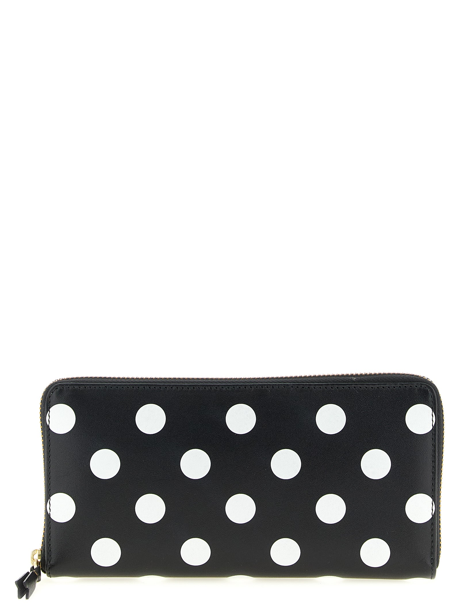 Comme Des Garçons Bicolor Calfskin Wallet in Black and White Polka Dots