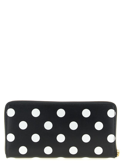 Comme Des Garçons Bicolor Calfskin Wallet in Black and White Polka Dots