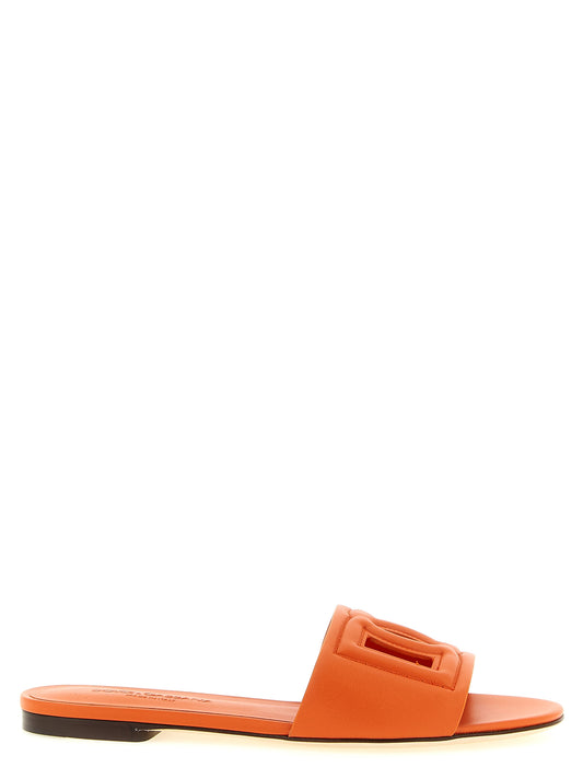 Dolce & Gabbana Orange Calfskin Slides - Bianca