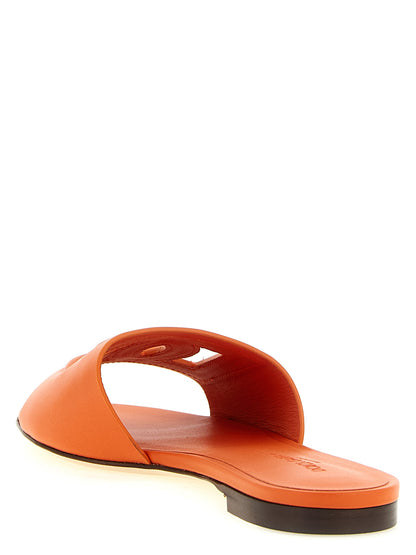 Dolce & Gabbana Orange Calfskin Slides - Bianca