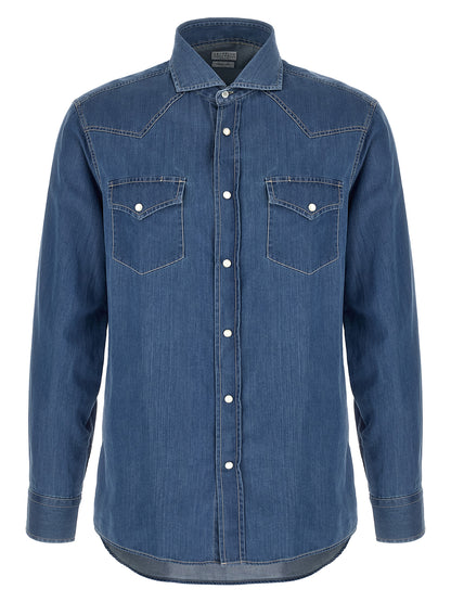 Brunello Cucinelli Blue Cotton Blouse