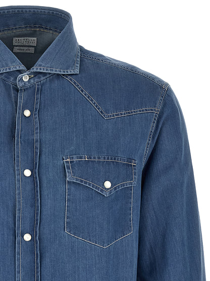 Brunello Cucinelli Blue Cotton Blouse