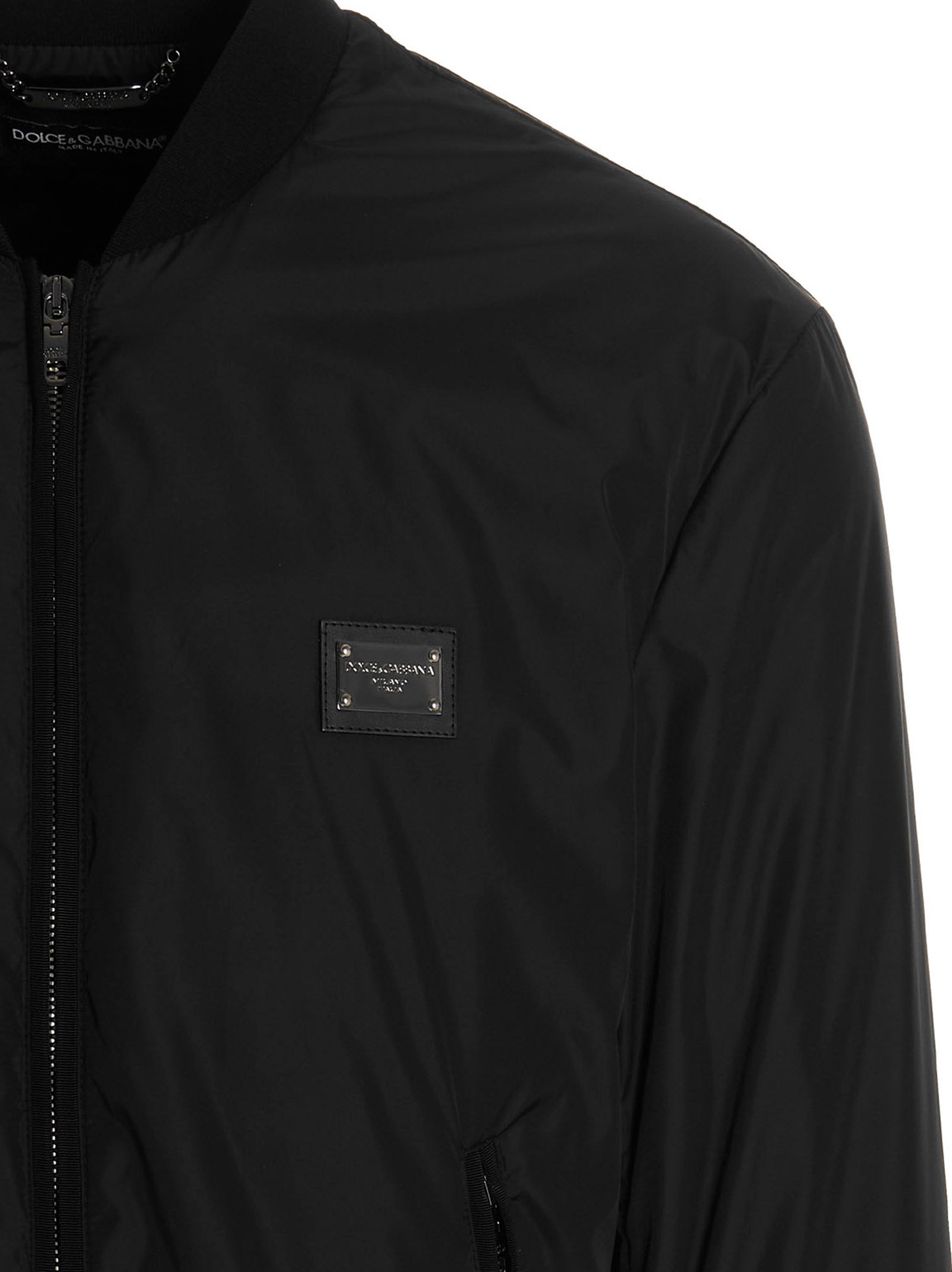 Dolce & Gabbana Black Polyamide Bomber Jacket