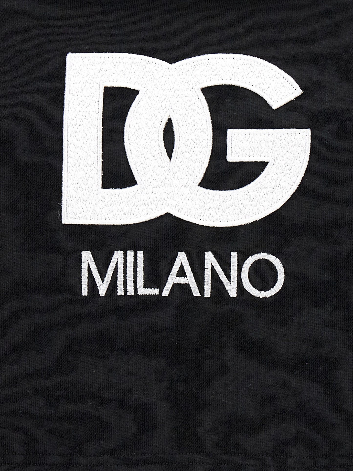 Dolce & Gabbana Black Cotton Cropped Hoodie