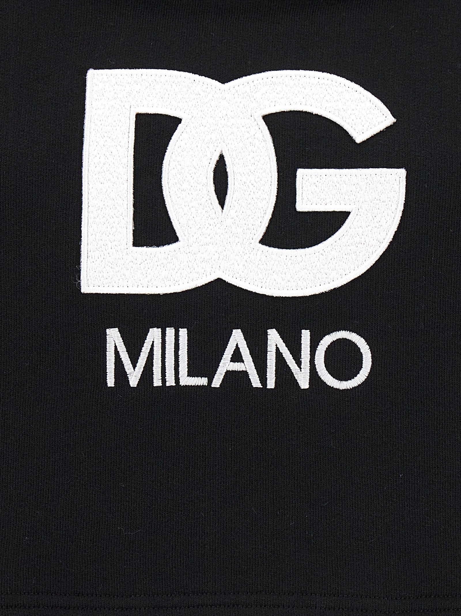 Dolce & Gabbana Black Cotton Cropped Hoodie