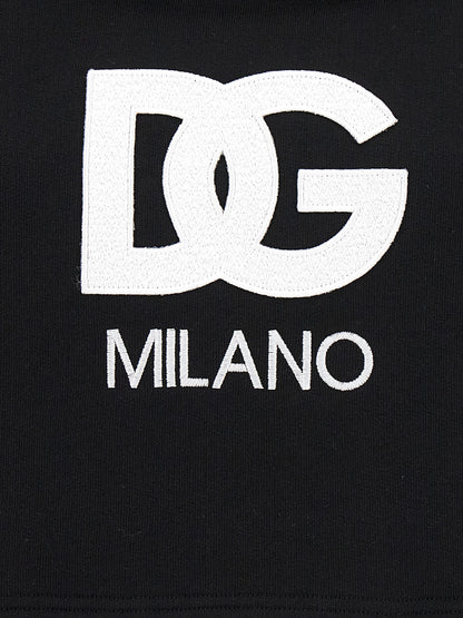 Dolce & Gabbana Black Cotton Cropped Hoodie