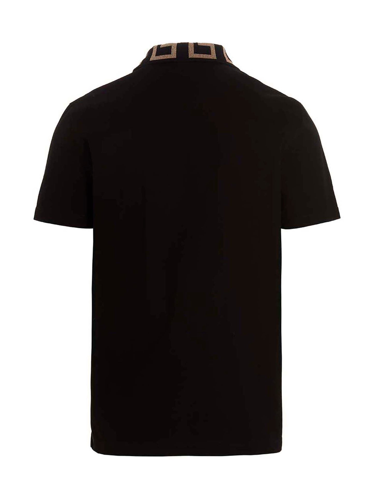 Versace Black Piqué Cotton Polo Shirt with Greca Detail