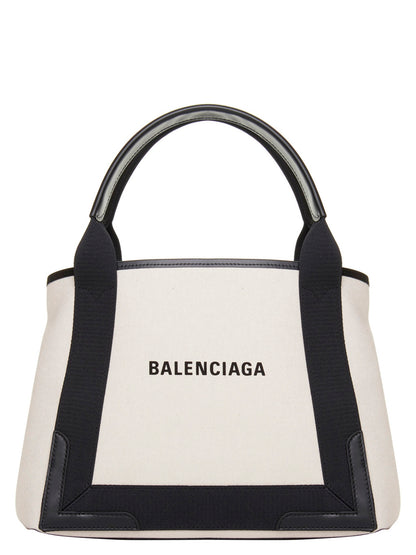 Balenciaga Small ‘Navy Cabas’ Bicolor Canvas Tote Bag