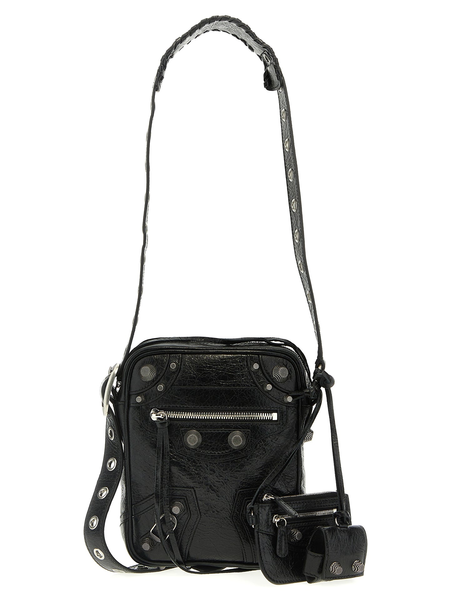 Balenciaga Le Cagole Men Black Lamb Leather Crossbody Bag