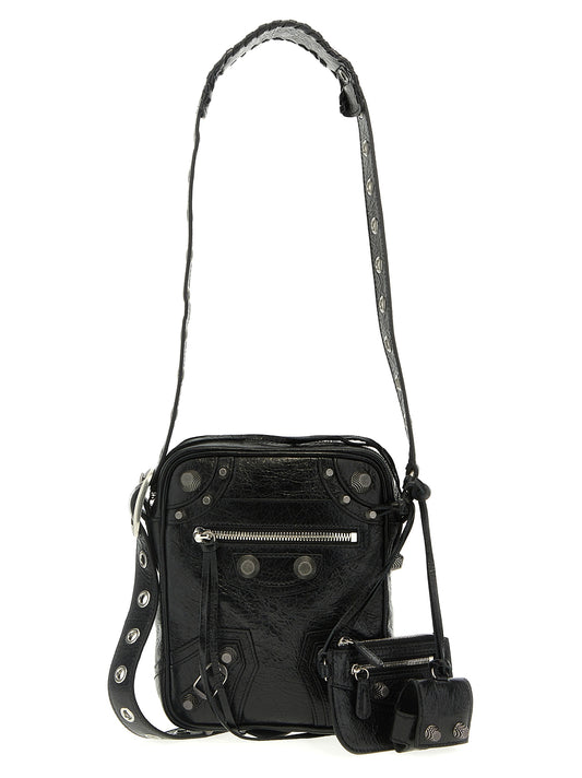 Balenciaga Le Cagole Men Black Lamb Leather Crossbody Bag