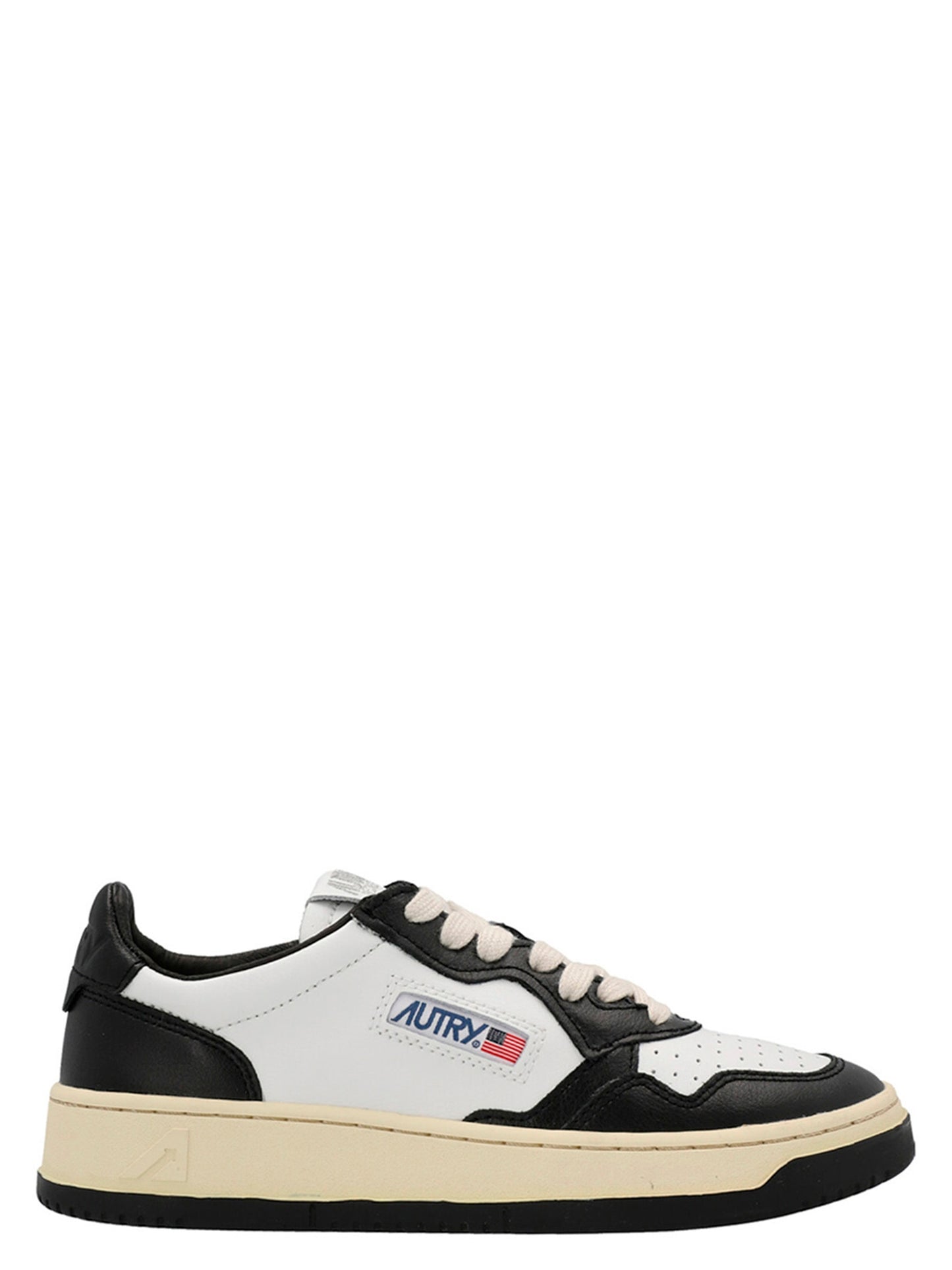 Autry Bicolor Cowhide Low Top Sneakers - White/Black, EU35/US5