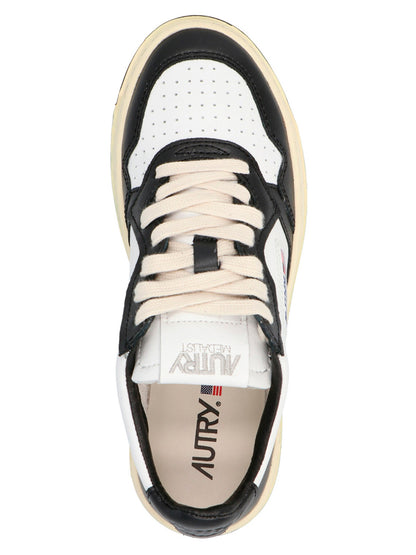 Autry Bicolor Cowhide Low Top Sneakers - White/Black, EU35/US5