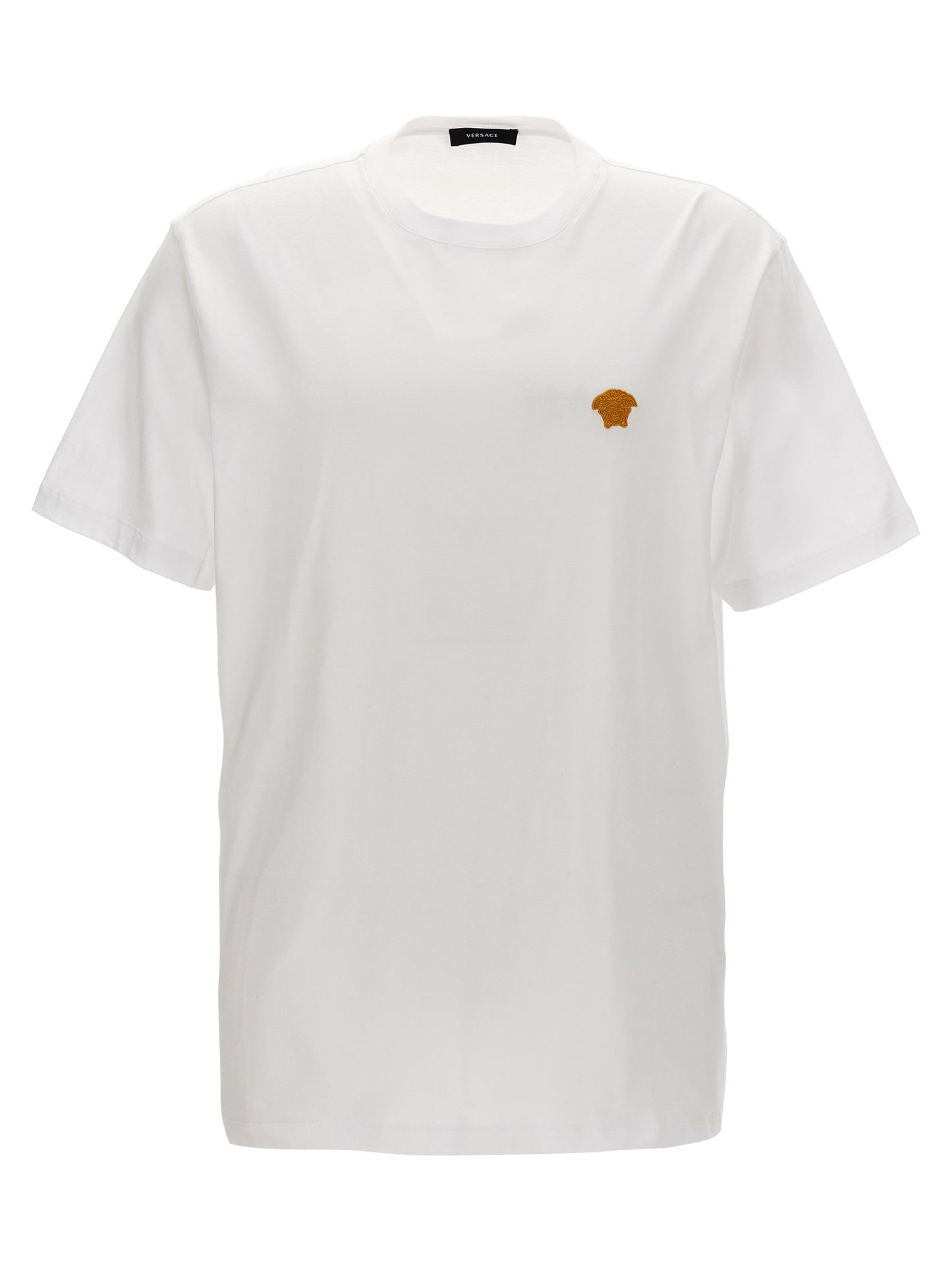 Versace White Cotton Crew Neck T-Shirt with Medusa Logo
