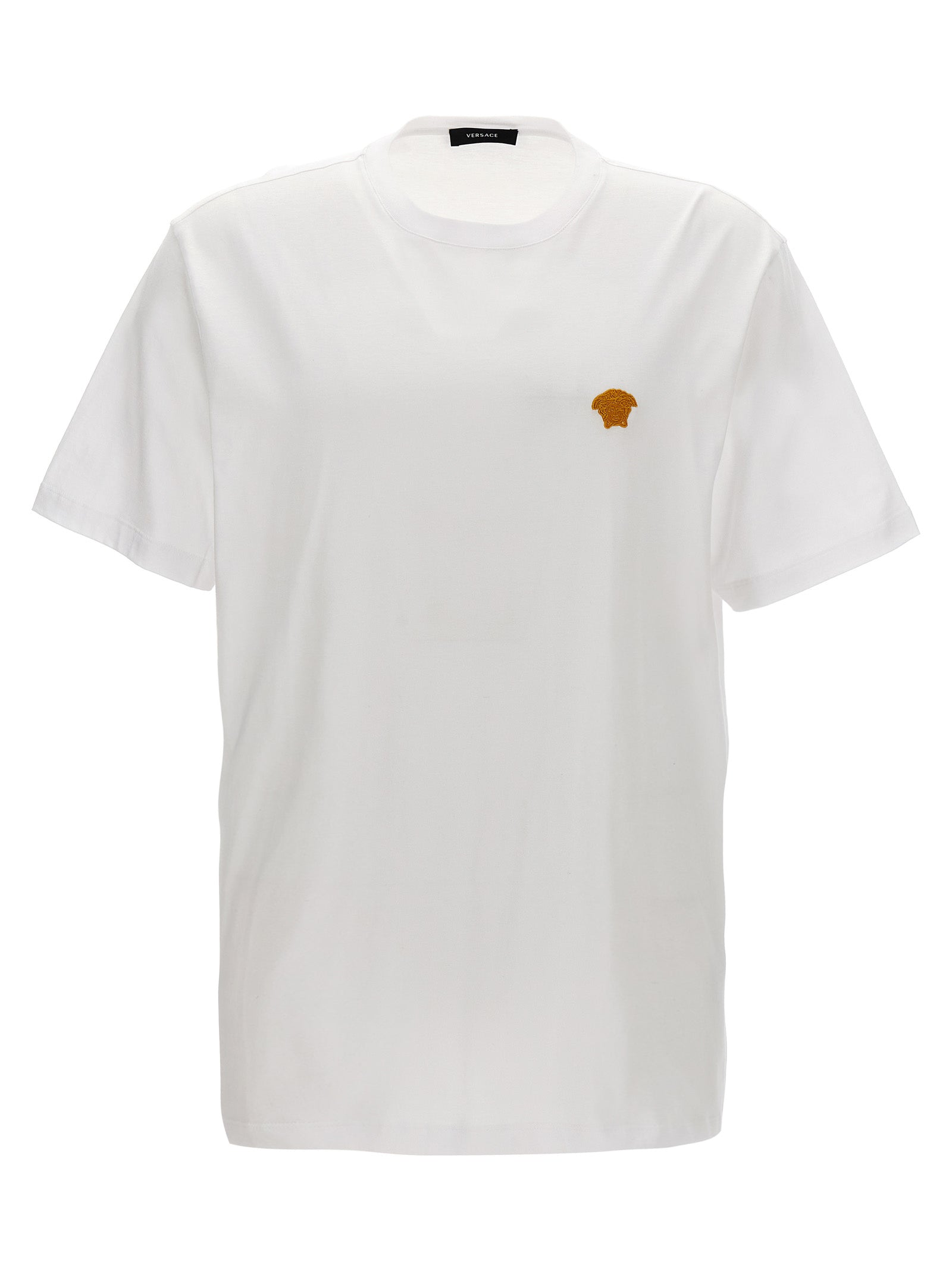Versace White Cotton Crew Neck T-Shirt with Medusa Logo