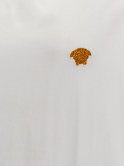 Versace White Cotton Crew Neck T-Shirt with Medusa Logo