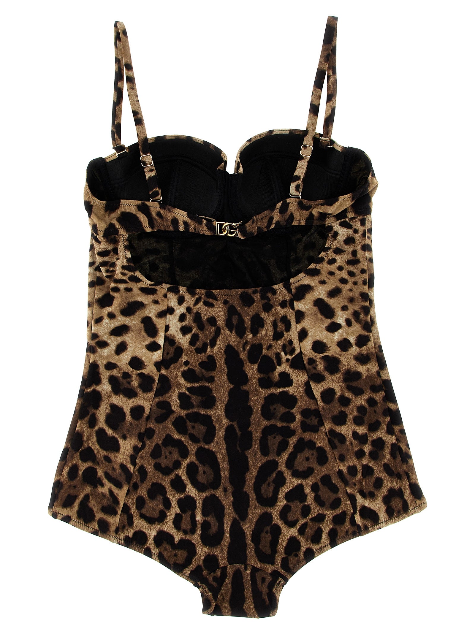 Dolce & Gabbana Brown Leopard Print One-Piece Swimsuit