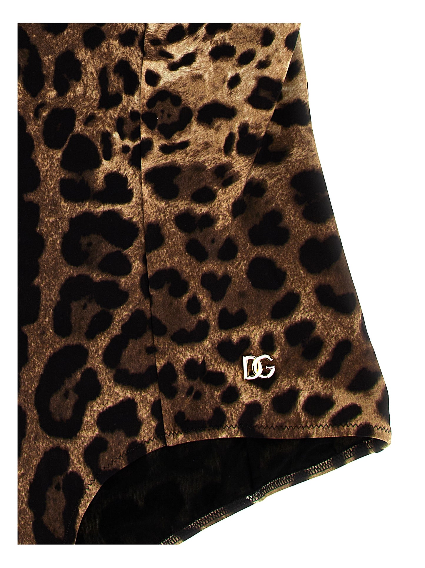 Dolce & Gabbana Brown Leopard Print One-Piece Swimsuit