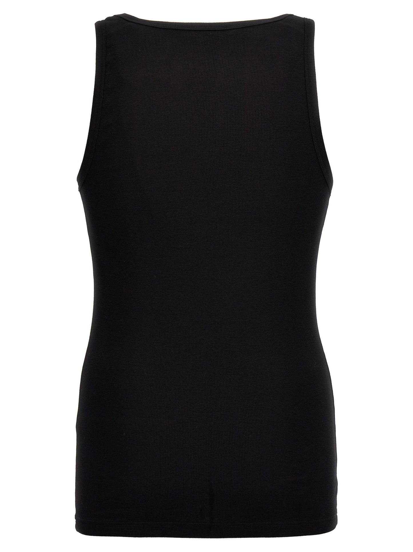 Versace Black Cotton Sleeveless T-Shirt with Embroidered Logo