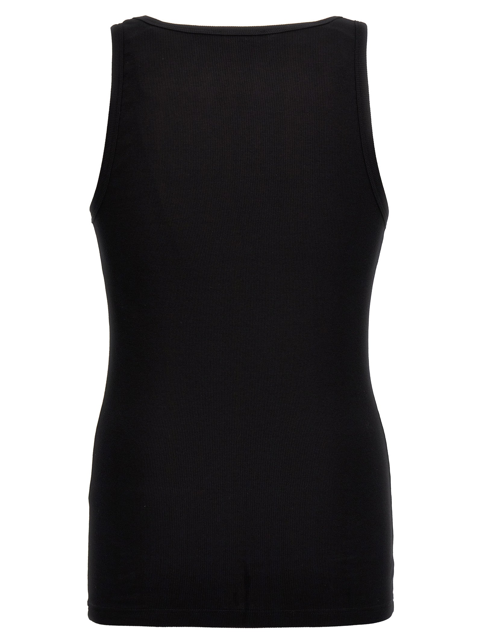 Versace Black Cotton Sleeveless T-Shirt with Embroidered Logo