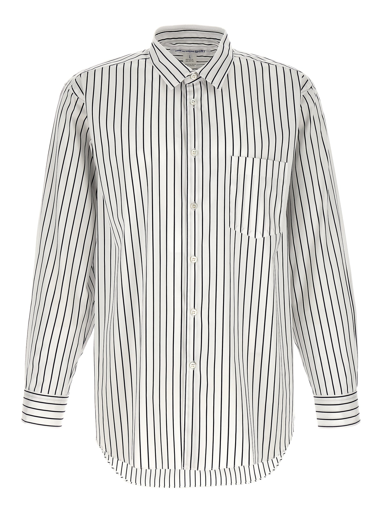 Comme des Garçons Bicolor Cotton Blouse in White/Black