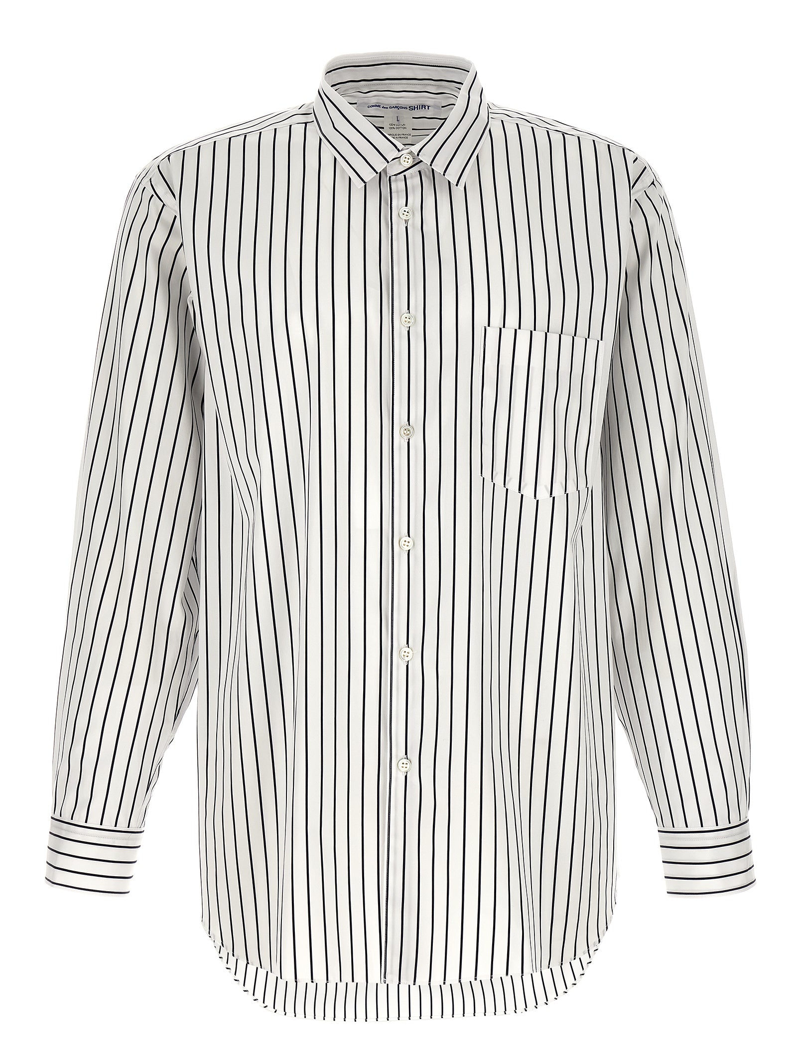 Comme des Garçons Bicolor Cotton Blouse in White/Black