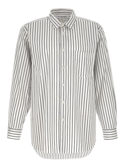 Comme des Garçons Bicolor Cotton Blouse in White/Black