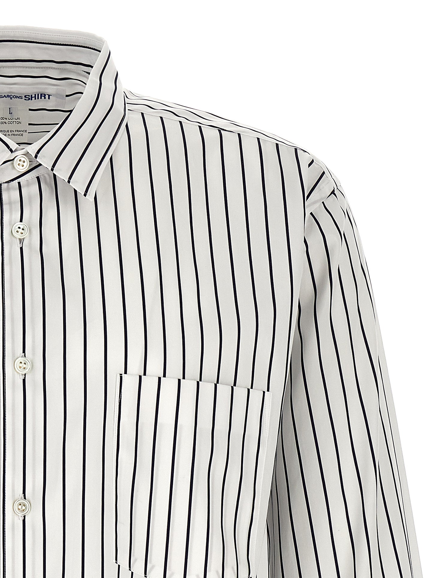 Comme des Garçons Bicolor Cotton Blouse in White/Black