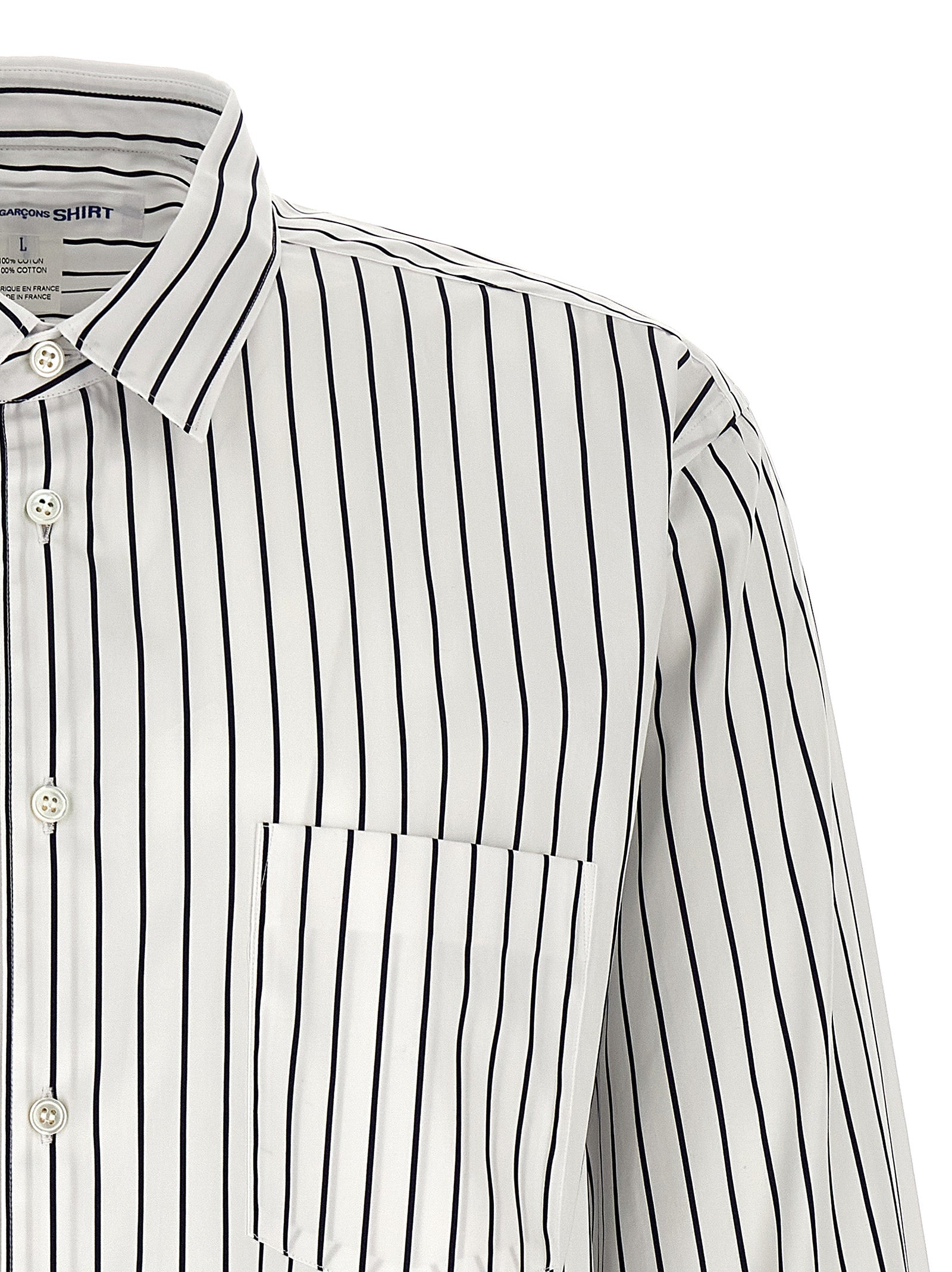 Comme des Garçons Bicolor Cotton Blouse in White/Black