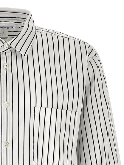 Comme des Garçons Bicolor Cotton Blouse in White/Black