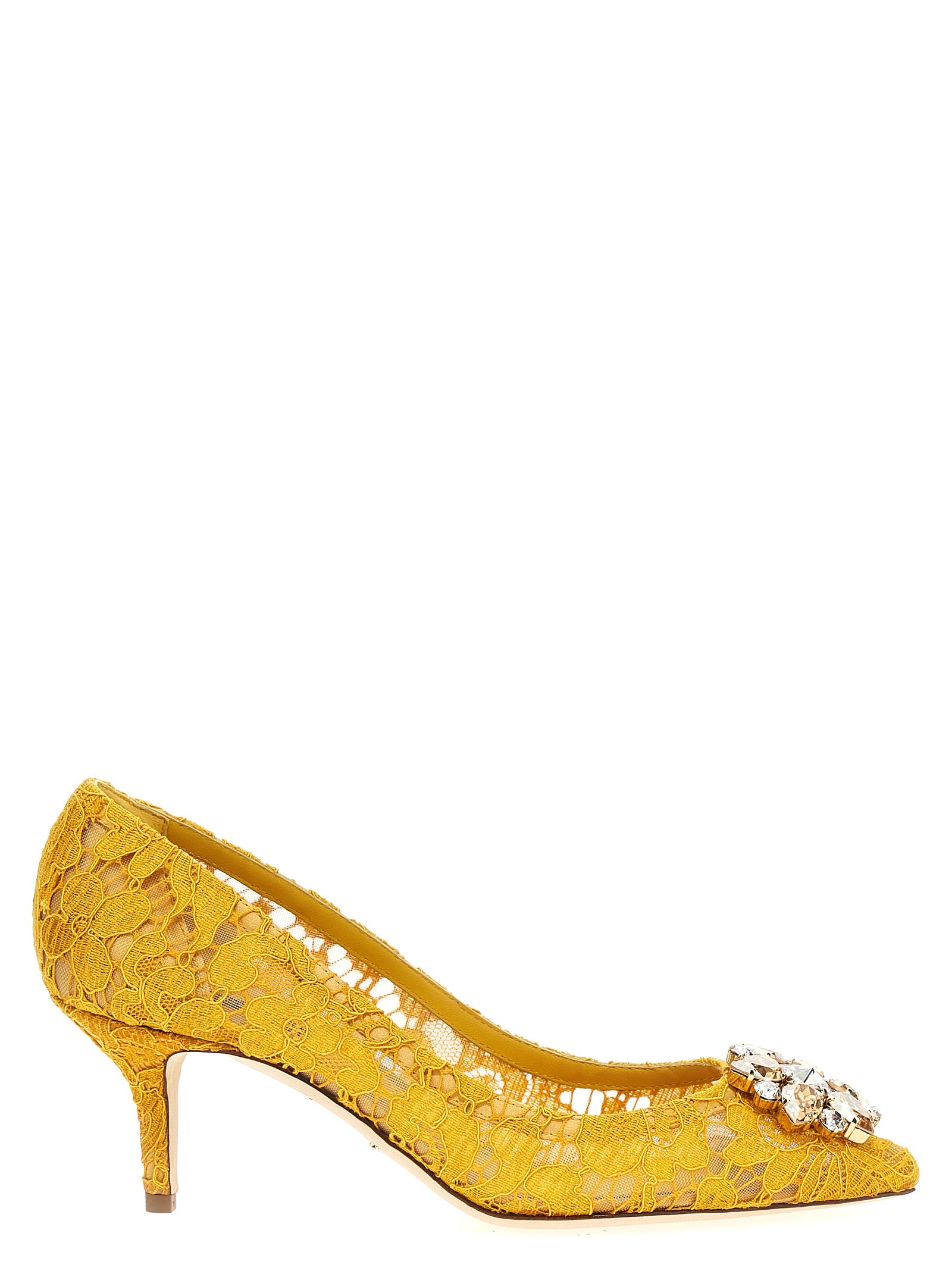 Dolce & Gabbana Bicolor Viscose Mid Heel Pumps - Yellow
