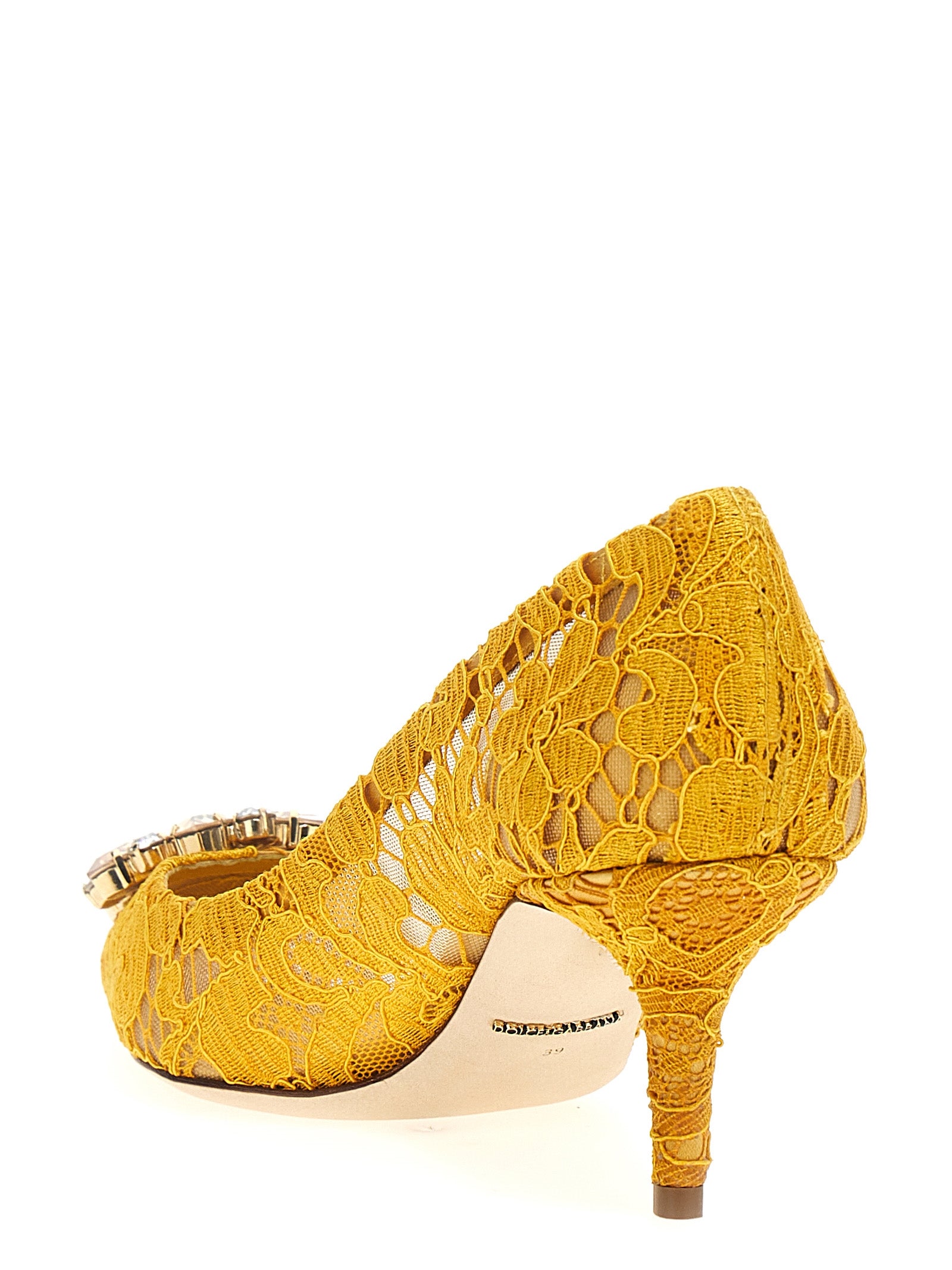 Dolce & Gabbana Bicolor Viscose Mid Heel Pumps - Yellow