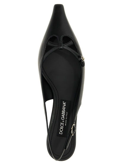 Dolce & Gabbana Black Lamb Leather Mid Heel Pumps