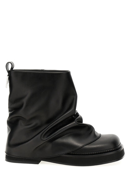 The Attico Black Calfskin Mini Robin Combat Ankle Boots EU36/US6