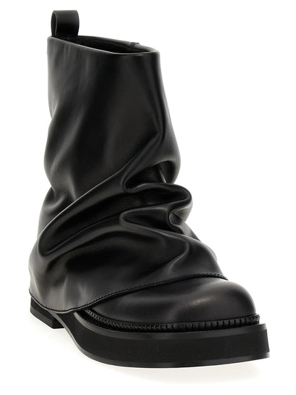The Attico Black Calfskin Mini Robin Combat Ankle Boots EU36/US6