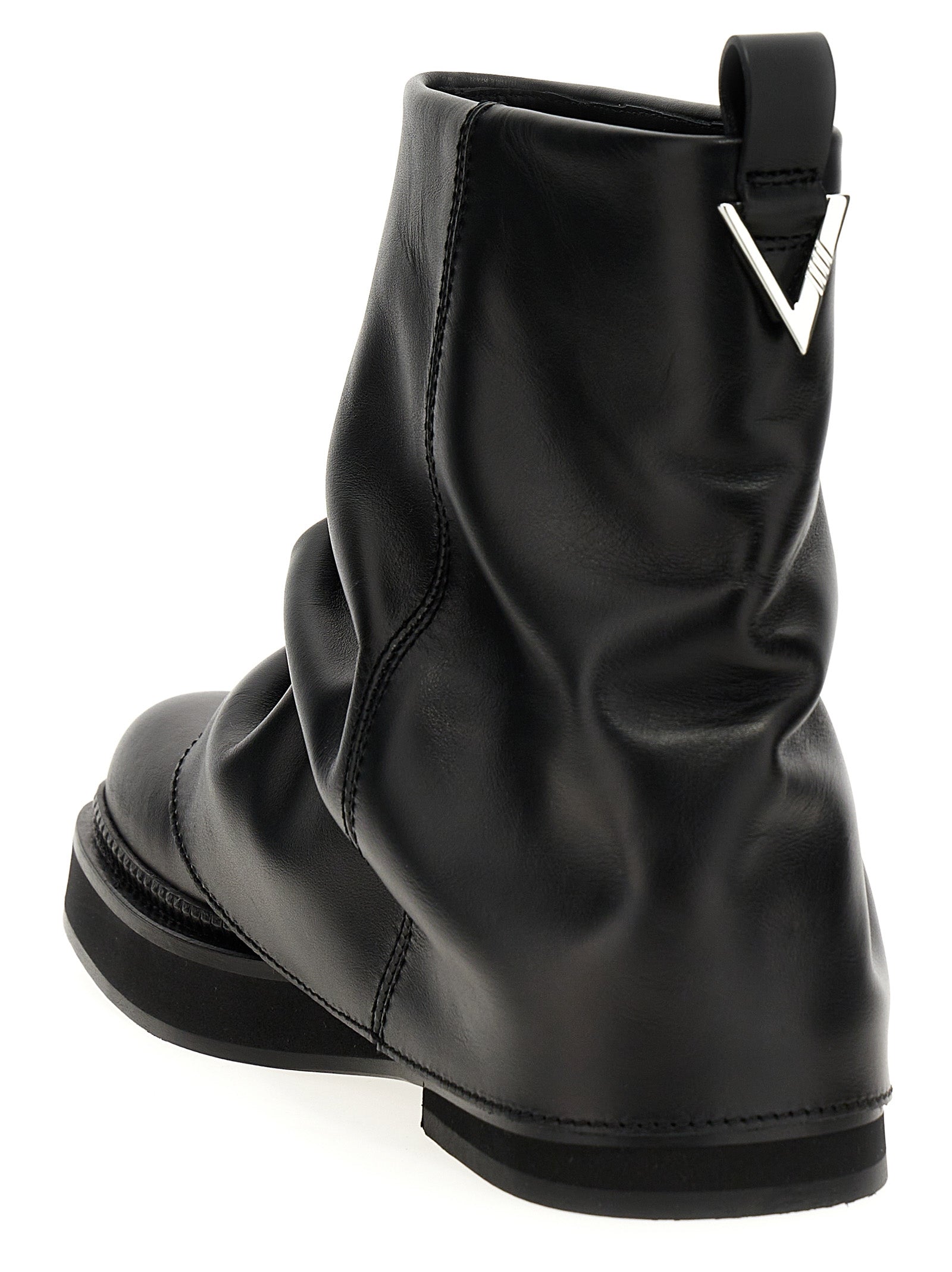 The Attico Black Calfskin Mini Robin Combat Ankle Boots EU36/US6