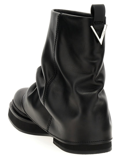 The Attico Black Calfskin Mini Robin Combat Ankle Boots EU36/US6