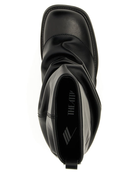 The Attico Black Calfskin Mini Robin Combat Ankle Boots EU36/US6