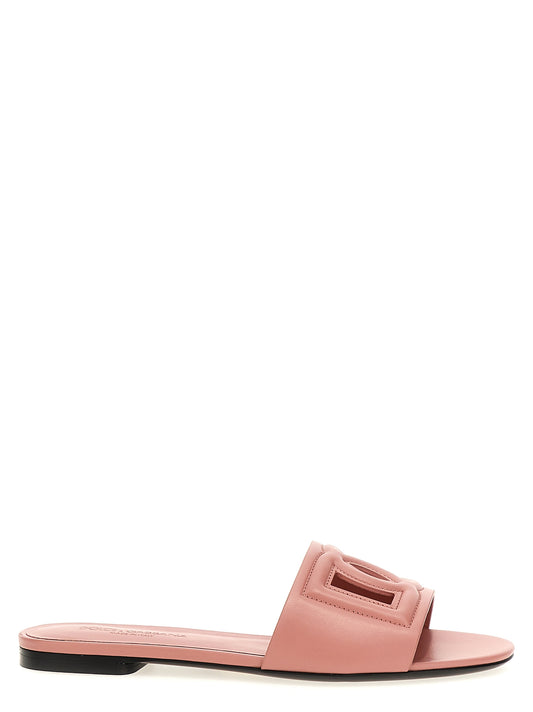 Dolce & Gabbana Multicolor Calfskin Slides in Pink
