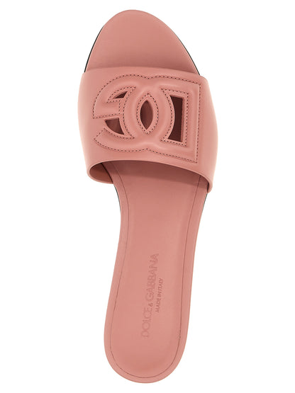 Dolce & Gabbana Multicolor Calfskin Slides in Pink
