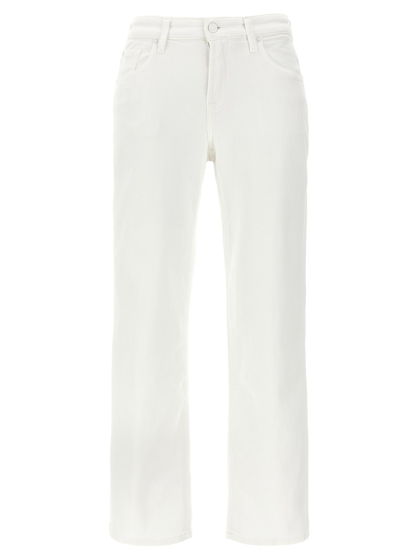 7 For All Mankind White Cotton High-Waisted Calie Jeans