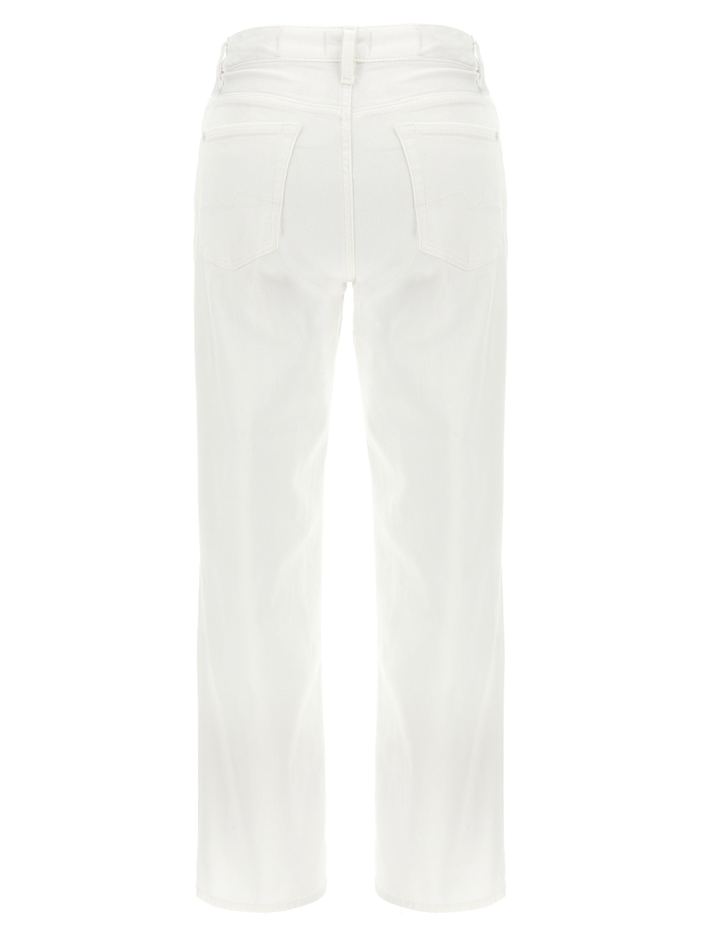 7 For All Mankind White Cotton High-Waisted Calie Jeans